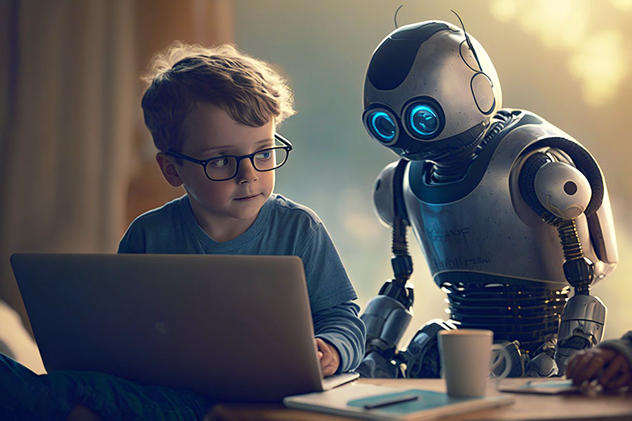 AI Midjourney Image Boy And Robot